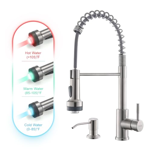 Led Kitchen Faucet with Soap Dispenser Brushed Nickel