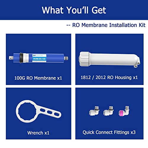 100 GPD RO Membrane Filter Replacement with Reverse Osmosis Housing