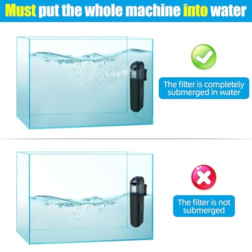 Aquarium Filter 5W UV Bulb Green Water Killer Submersible Pump Filter 132 GPH for 75 Gallon Fish Tank
