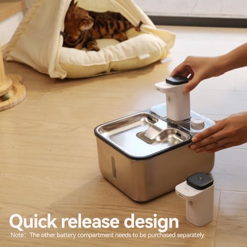 Stainless Steel Cat Water Fountain Wireless for Cats Indoor