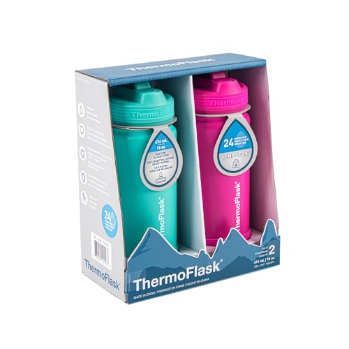 Kids 16 oz Insulated Water Bottles with Straw Lid BPA (2 Count)
