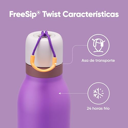FreeSip Twist Stainless Steel Water Bottle 24 oz California Grapevine