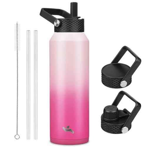 40 oz Insulated Stainless Steel Water Bottle with 3 Lids
