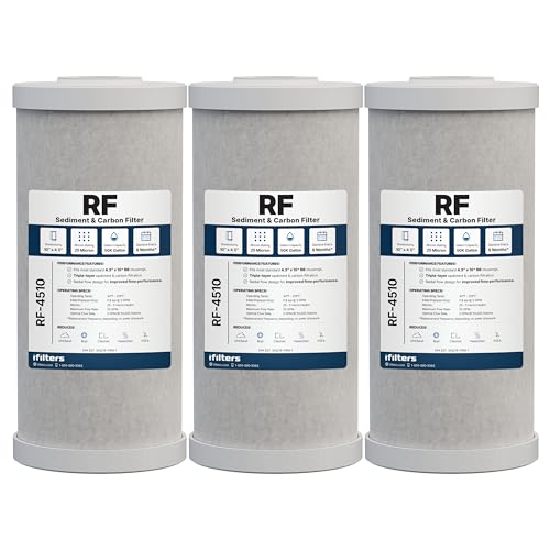 5 Micron 10” x 4.5” Whole House Radial Flow Heavy Duty Sediment and Carbon Water Filter Replacement Cartridge for GE FXHTC