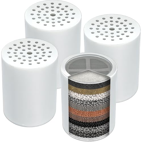 15 Stage Shower Filter Replacement Cartridge 4 Pack for Hard Water (4 Count)