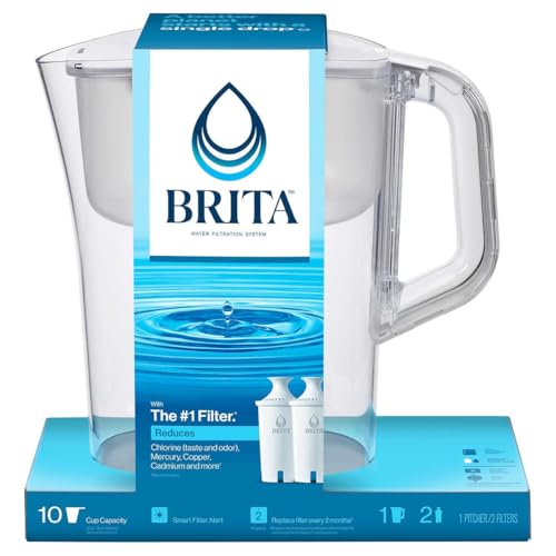 Brita Large 10 Cup Water Filter Pitcher with Smart Light Filter Reminder and 2 Standard Filtes (10 Count)