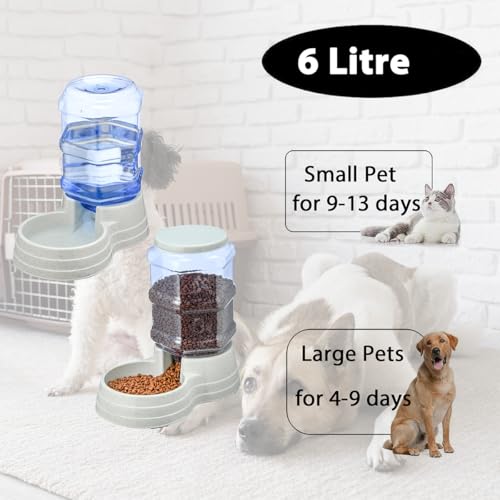 2 Pack 6L Automatic Gravity Pet Feeder and Water Dispenser Set (2 Count)