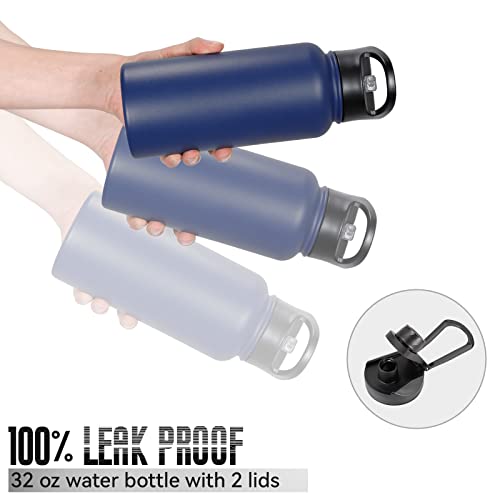 32 oz Insulated Water Bottle with Straw Lid & Wide Mouth Lids
