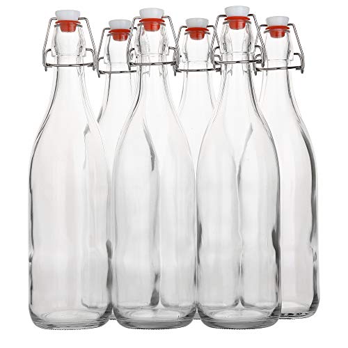 Flip Top Glass Bottle [1 Liter (6 Count)