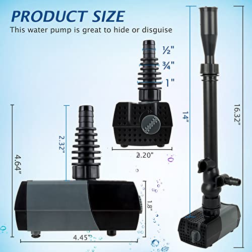 HSUP-1400F) Submersible Water Pump With Fountain Jets - Pond Pump - Submersible Pump - Water Fountain Pump - Aquarium Pump