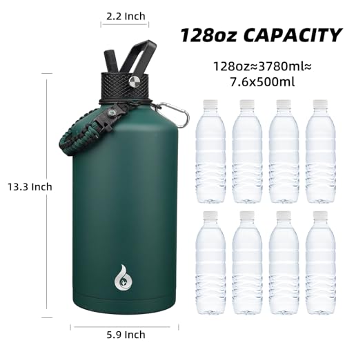128oz Insulated Water Bottle with Straw Lid