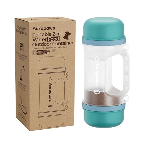 Dog Water Bottle Portable 20.3oz with Food Container & 2 Bowls