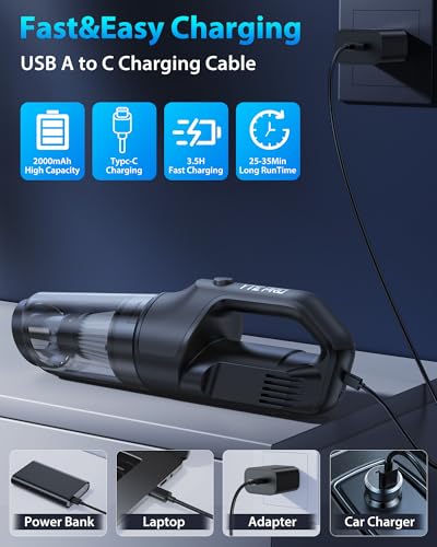 Handheld Vacuum Cordless 1.1 Pounds Car Vac 10000PA Hand Held Vacuums 4