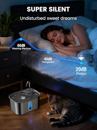 Cat Water Fountain Stainless Steel for Cats Indoor 2.5L 85oz by BPA