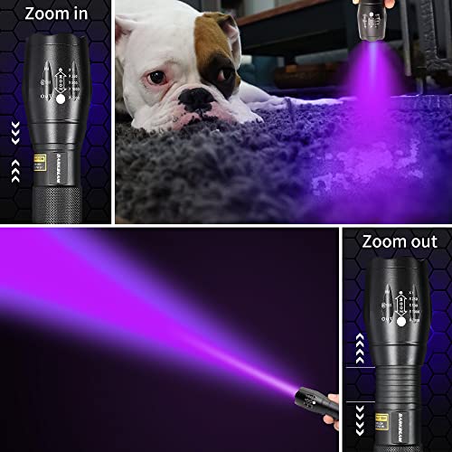 UV 365nm & 395nm Dual Black Light Woods lamp Blacklight Flashlight