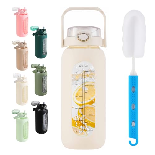 52 oz Glass Water Bottle with 2