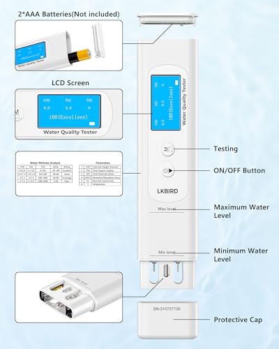 6-in-1 Smart Water Tester for Drinking Water with APP Monitoring, Digital Water Testing Kit for TDS Meter, EC, Temp, TOC, COD, UV275, Professional Water Tester for Home, Well, Tap & Outdoor