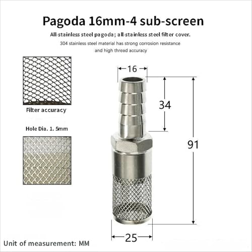 304 Stainless Steel Water Pump Filter Hose End Strainer Barbed Inline Mesh Screen