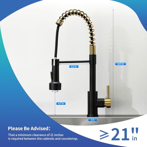 Black and Gold Led Kitchen Faucet with Pull Down Sprayer