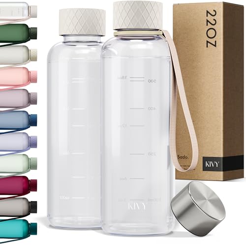 Slim Water Bottle 22oz [Lightweight & Shatterproof] Leak Proof Bottle for Women & Men