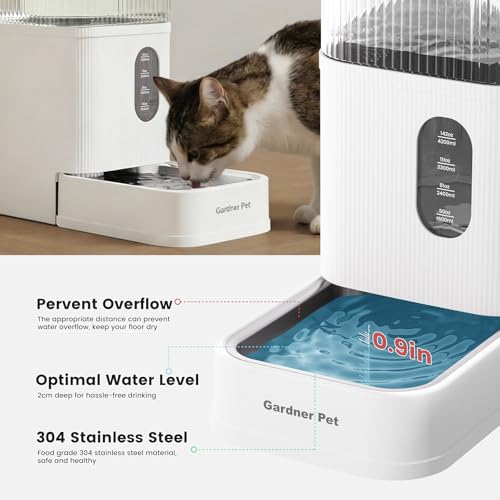 2.2 Gallon Automatic Dog Water Bowl Dispenser 8.5L Gravity Water Feeder with Stainless Steel Bowl & Maifan Stone Filter
