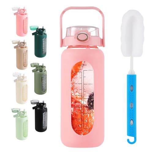 52 oz Glass Water Bottle with 2