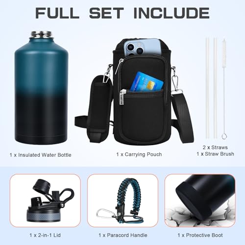1 Gallon Water Bottle Insulated 128oz Stainless Steel Jug