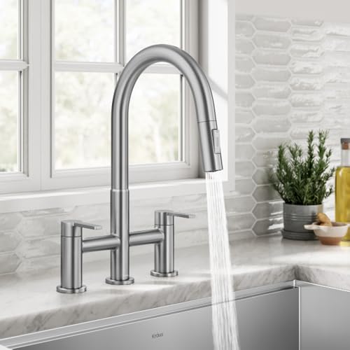Oletto Bridge Kitchen Faucet with Pull