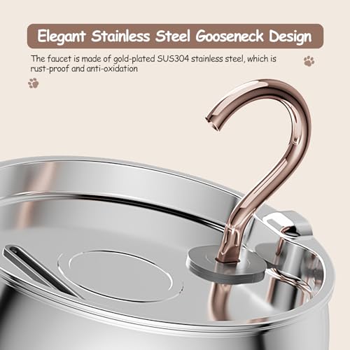 2.5L 84oz Gooseneck Cat Water Fountain Stainless Steel Ultra