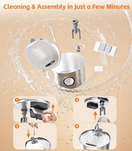 3.2L Cat Water Fountain Stainless Steel with 13 Filters Automatic Pet Water Fountain for Cats