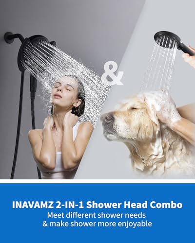 2 in 1 Shower Head with Handheld Combo High Pressure Black 2.5 GPM (2 Count)