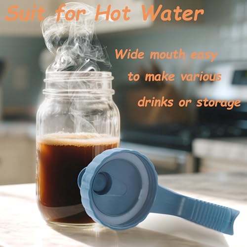Mason Jar Pitcher 32 OZ With Pour Spout Lids 1 Quart Wide Mouth Water Pitcher Airtight And Leakproof Glass Carafe With Handle And Flip Cap For Milk