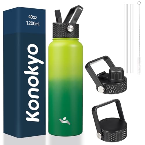 40 oz Insulated Stainless Steel Water Bottle with Straw Lid