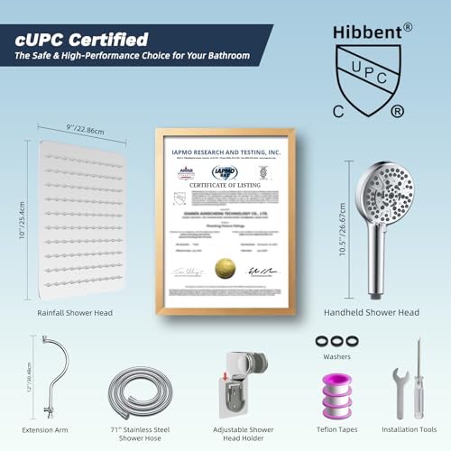 All Metal cUPC Certified High Pressure Rainfall 10'' Shower Head