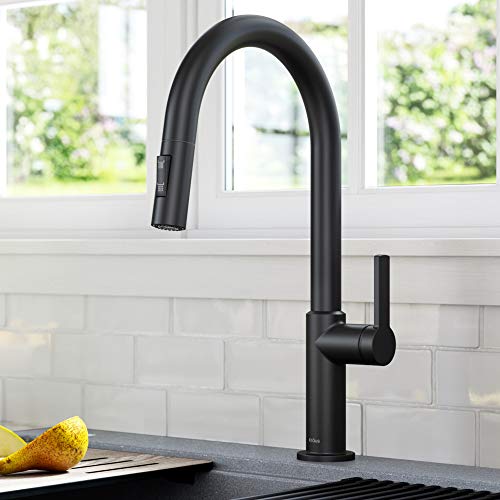 Matte Black Single Handle Pull Down Kitchen Faucet KPF