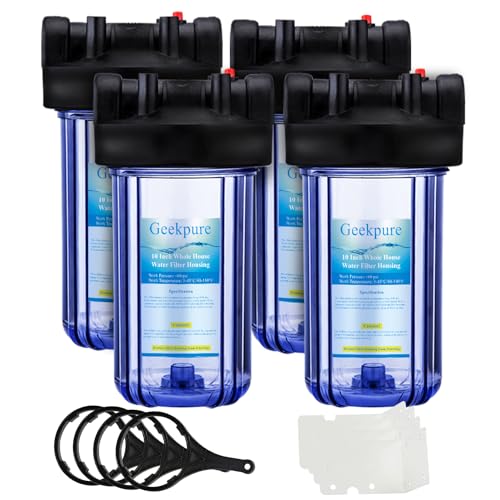 10 Inch Water Filter Housing for Whole House Water Filtration with Wrench Bracket (4 Count)