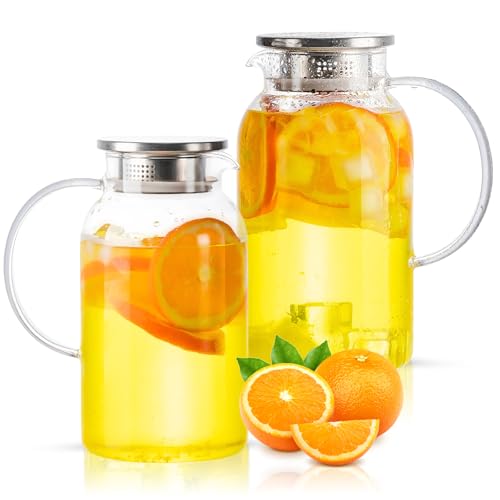 Round Glass Pitcher with Lid & Spout (2 Count)