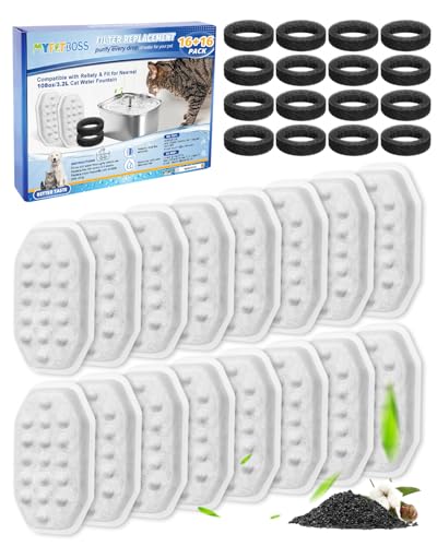 16+16 PACK Pet Water Fountain Filter Fit for Rellaty 108oz (32 Count)