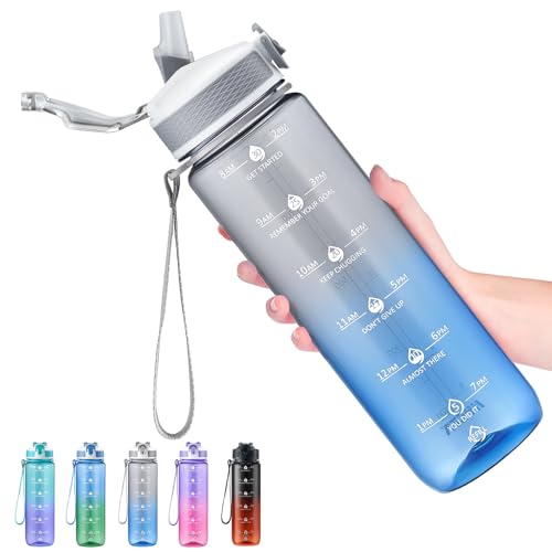 Plastic Water Bottle With Straw & Time Marker