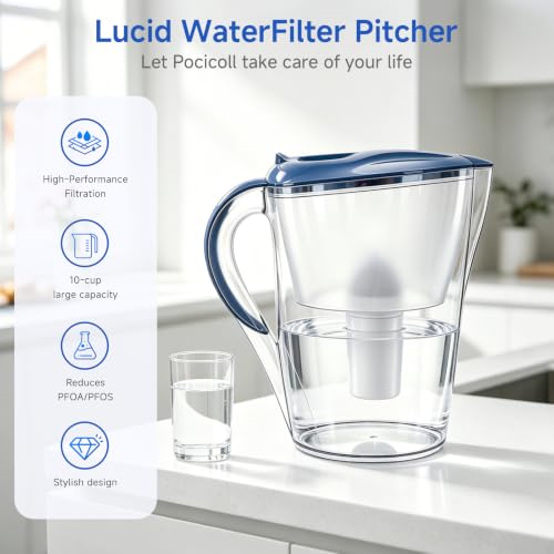 Water Filter Pitcher with 2 Replacement Filters