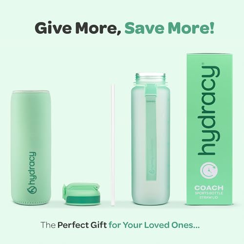 Motivational Water Bottle with Time Marker and Straw Lid 32 oz