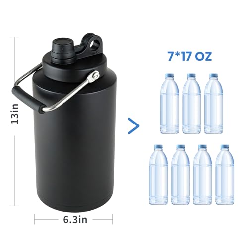 1 Gallon Water Bottle Insulated Stainless Steel Keeps Ice 48Hr