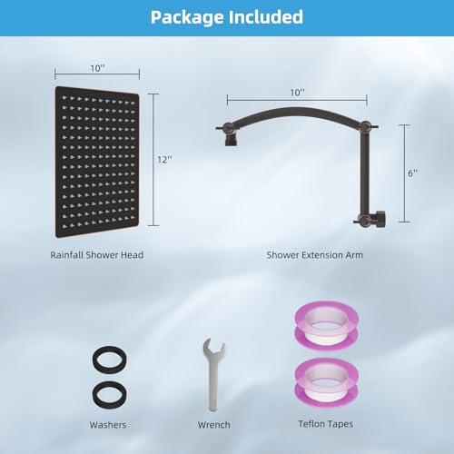 12'' Rain Shower Head with 16'' Extension Arm