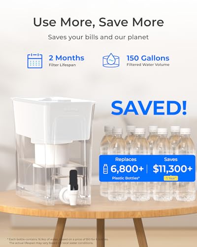 WFD-02W 35-Cup Water Filter Dispenser, Fluoride Reduction, White