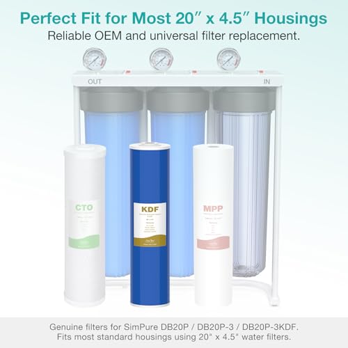 20" x 4.5" Whole House GAC Carbon and KDF Water Filter Cartridge (4 Count)
