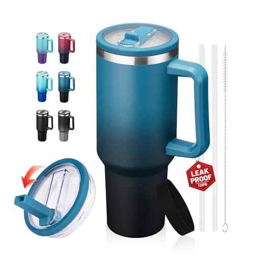 40 oz Insulated Tumbler with Handle & Flip Straw