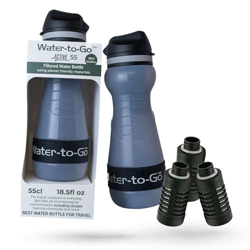 Water-to-Go Water Filter Bottle for Hiking, 18.5oz/55cl, Value Bundle