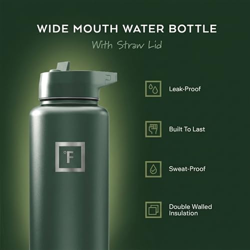 40 oz Wide Mouth Water Bottle with Straw