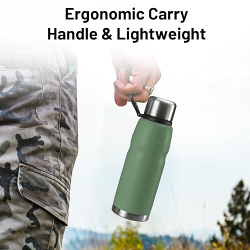 20oz Vacuum Insulated Stainless Steel Thermoses with Foldable Handle & Leakproof Lid