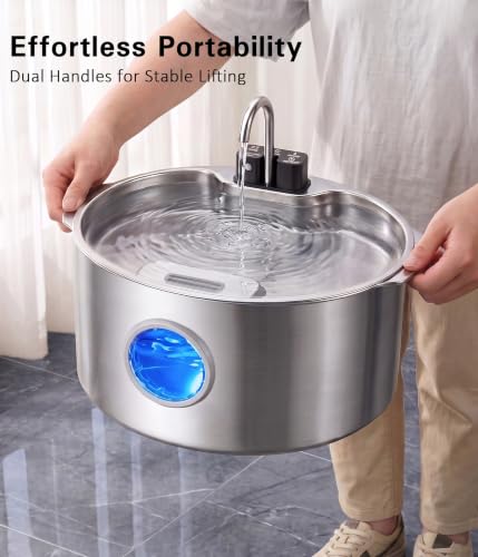 Large Cordless Dog Water Fountain Stainless Steel